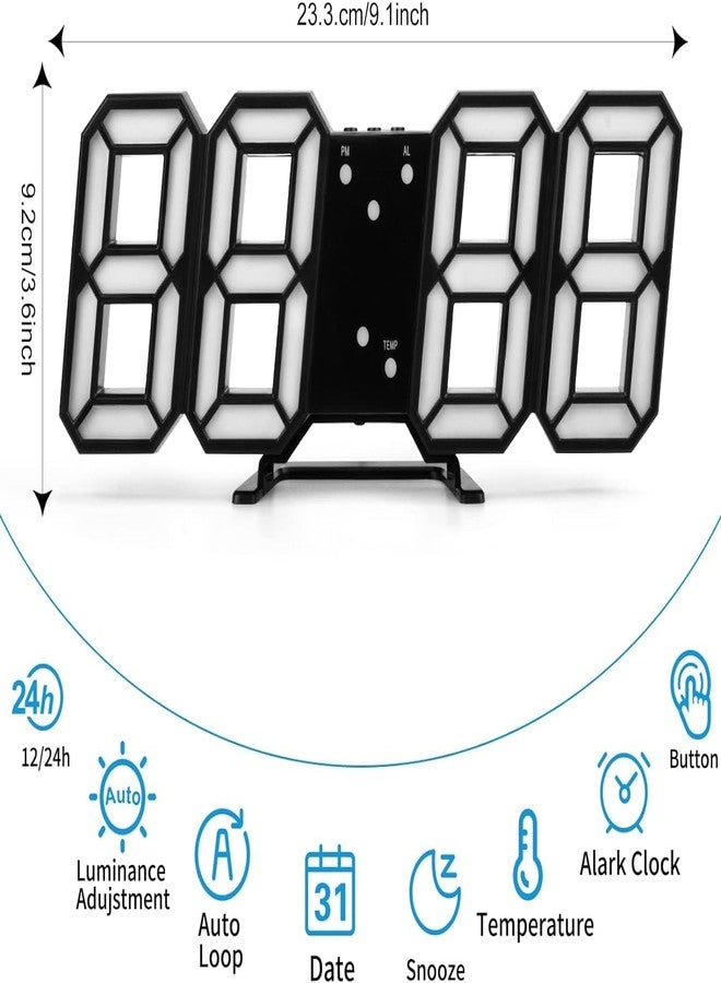 NIRVITTHAL 3D LED Digital Wall Clock for Home, Alarm Clock Table Clock Wall Hanging, Easy to Read at Night-Plastic for Home Office (Black) - Image 2